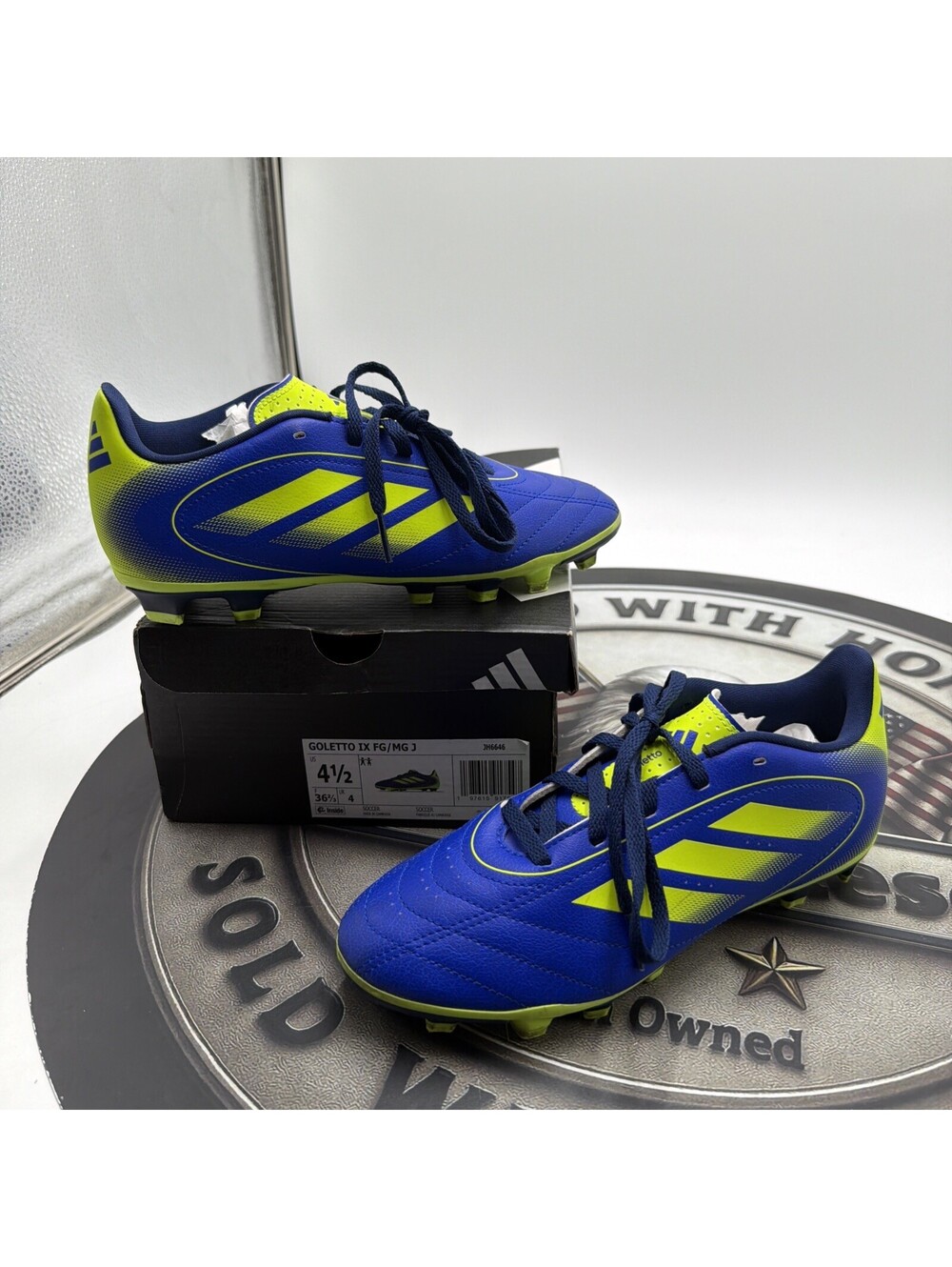 adidas Goletto IX FG/MG J Youth Soccer Cleats Blue Yellow US Size 4.5